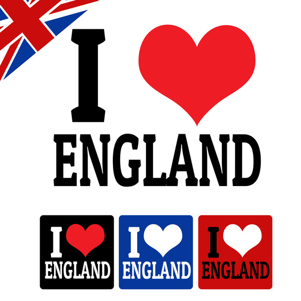 Miluji, Anglie znamení a štítky - Vektor, obrázek