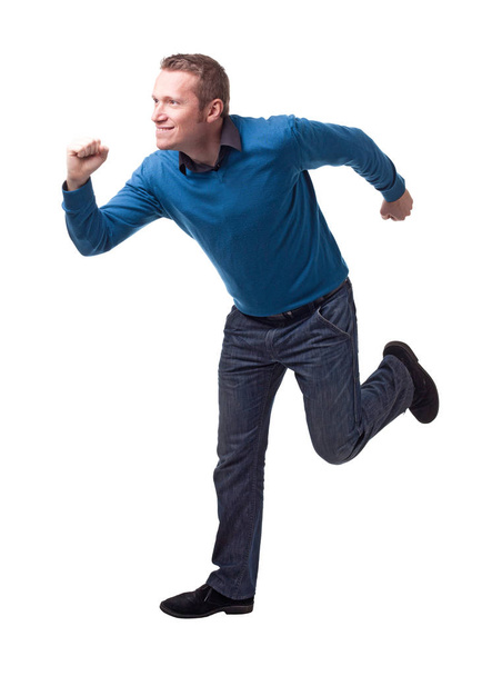 running man isolated on white  background - Фото, изображение