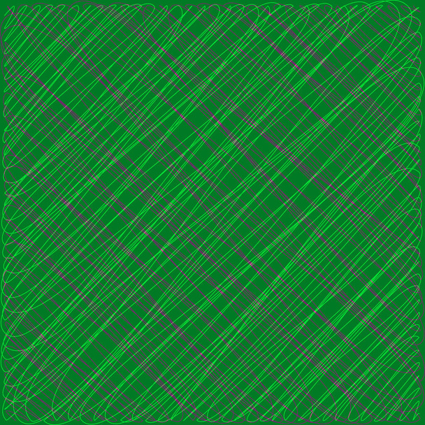 Wicker ornament of their green threads and blue intersecting fib - Vector, Image