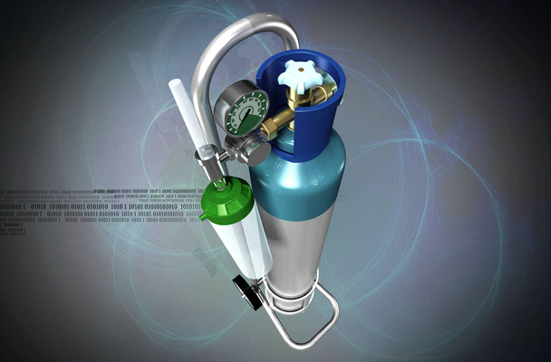 Digital illustration of oxygen cylinder in colour background	 - Fotó, kép