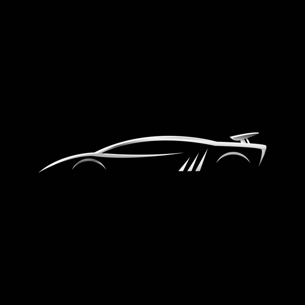 simple luxury silver sport car logo design vector in the black b - Vector, Image