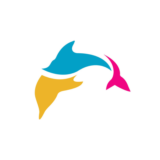 単純な偉大なジャンプイルカのロゴのデザインベクトルイラスト  - ベクター画像