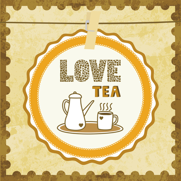 Love tea card - Vektör, Görsel