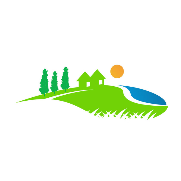 креативна графічна концепція мініатюрний пейзажний логотип Векторна компанія
 - Вектор, зображення