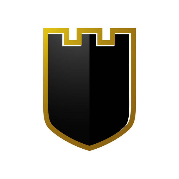 emblema en blanco logotipo escudo 3D Símbolo abstracto de seguro y protec
 - Vector, Imagen