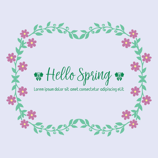 Elegante forma de la tarjeta de invitación de primavera feliz, con hoja única y marco de flores. Vector
 - Vector, imagen