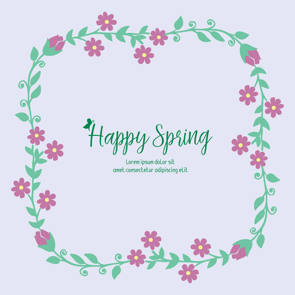 Elegante decoração de folha e moldura floral, para belo design de cartão de saudação primavera feliz. Vetor
 - Vetor, Imagem