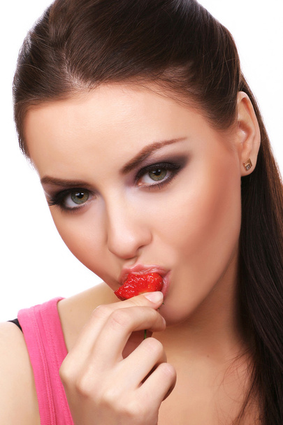 Woman with strawberry - Fotografie, Obrázek
