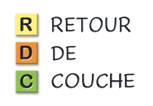 Rdc αρχικά σε χρωματιστούς 3d κύβους με νόημα στη γαλλική γλώσσα - Φωτογραφία, εικόνα