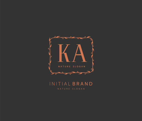 K A KA Beauty vector initial logo, handwriting logo of initial signature, wedding, fashion, jewerly, boutique, floral and botanical with creative template for any company or business. - Vector, Image