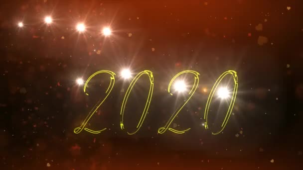 Ευτυχισμένο το νέο έτος 2020 παραμονή φόντο με χρυσό κομψό κείμενο φωτισμού. - Πλάνα, βίντεο