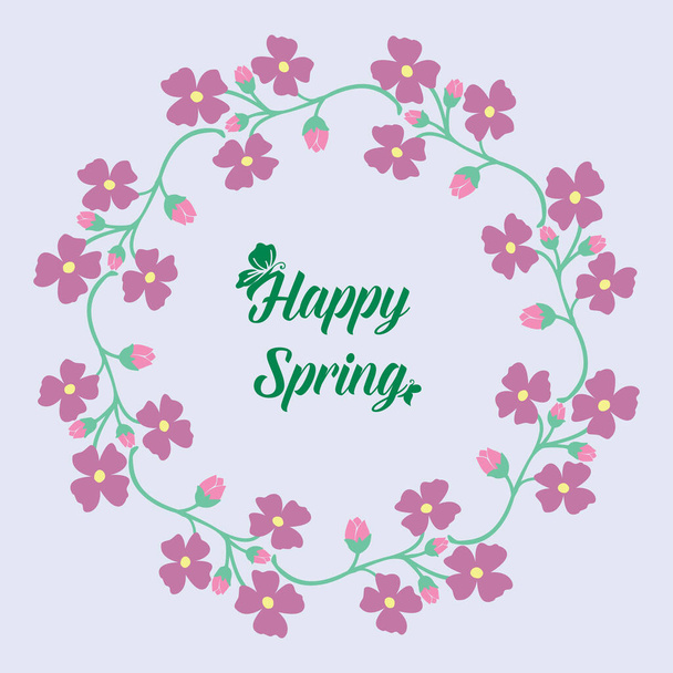 The beauty pink wreath frame, for happy spring greeting card template design. Vector - Vektör, Görsel