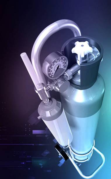 Digital illustration of oxygen cylinder in colour background	 - Foto, imagen