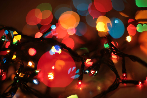 girlanda światła bokeh świąteczne tło - Zdjęcie, obraz