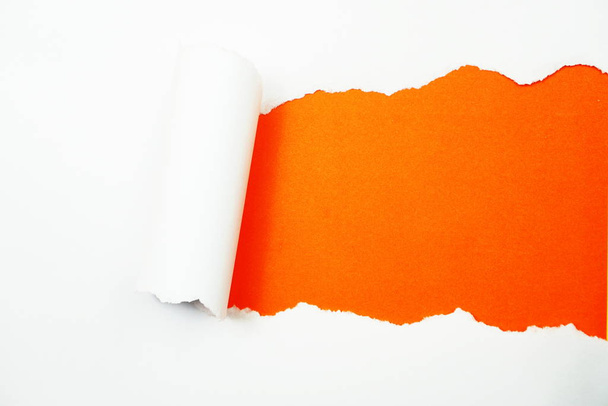 Paper torn with space copy on orange background - Foto, afbeelding