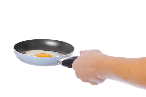 pan in hands on a white background - Photo, Image