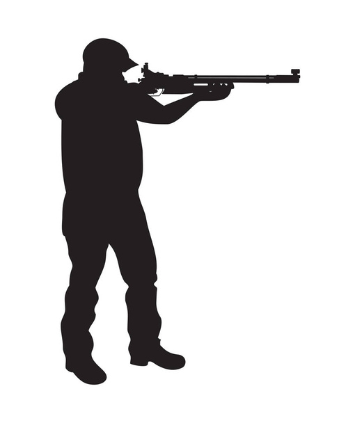 Vector silhouette of shooter standing Position eps format, suitable for your design needs, logo, illustration, animation, etc. - Вектор,изображение