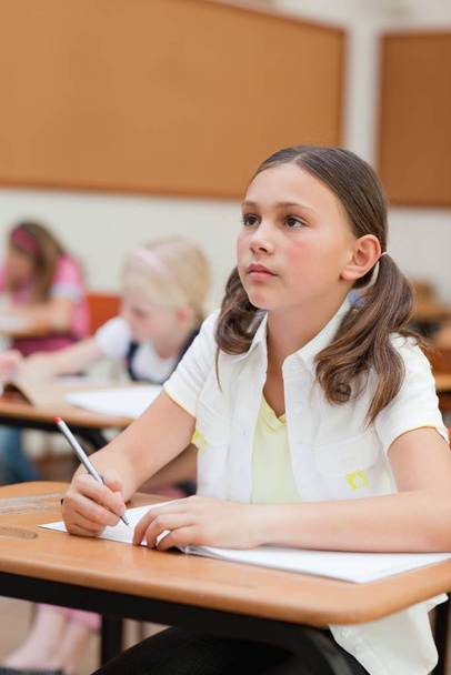 Primary school student at her desk - Fotografie, Obrázek