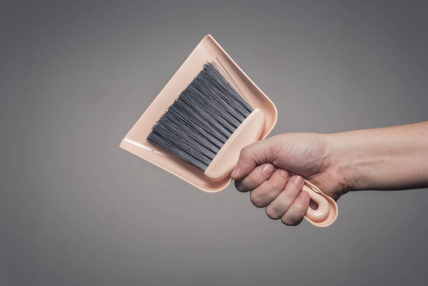 Dustpan and brush set in hand - Photo, Image