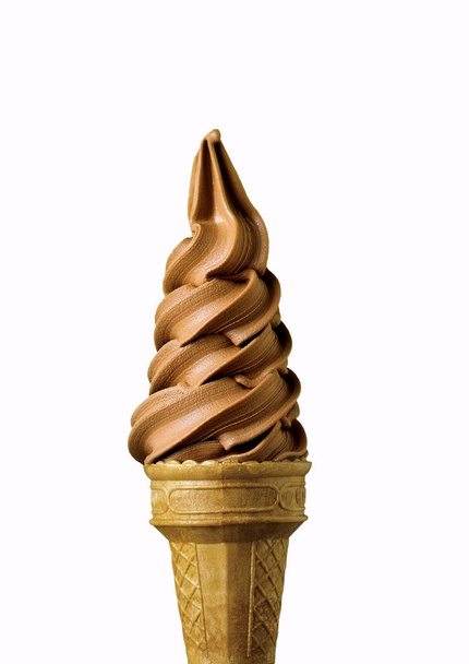 Chocolate flavour ice cream cone - isolated. - Foto, imagen