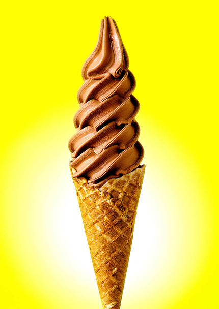 Chocolate flavour ice cream cone - Zdjęcie, obraz