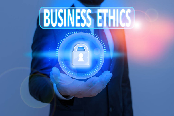 Texte manuscrit Business Ethics. Étude conceptuelle de photos des politiques et pratiques commerciales appropriées
 - Photo, image