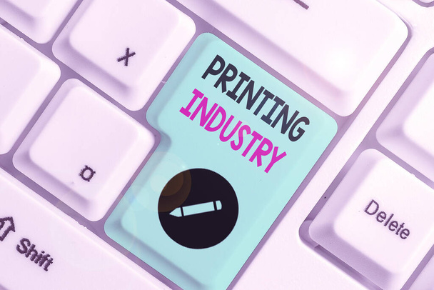 印刷業界を示す概念的な手書き。印刷物の生産に関わる産業の概念 - 写真・画像