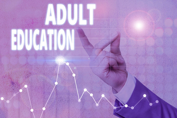 Conceptual hand writing showing Adult Education. Concept meaning educational programs for adults who are out of school - Photo, Image