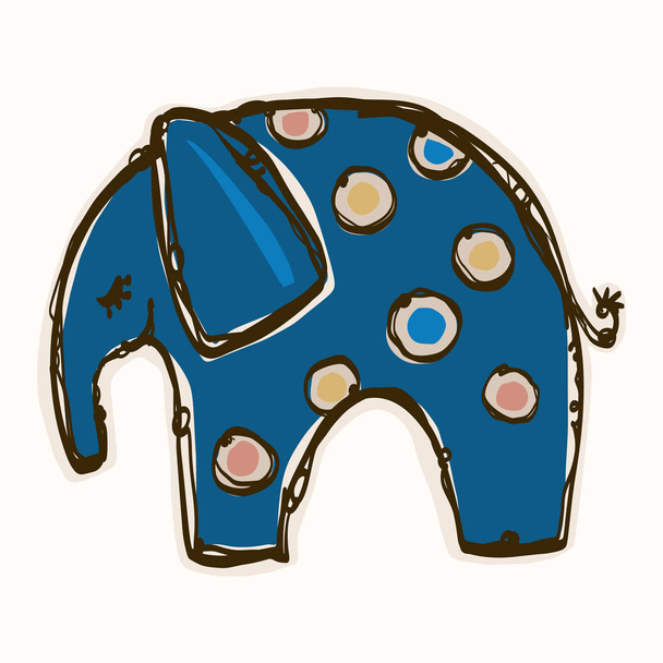 Cute Toy Elephant Clipart Vector Motif Kids Safari Animal with Fun Playful Polka Dot Pattern Hand Drawn for Gender Neutral Baby, Nursery and Kid Decor. Kawaii Wildlife Zoo Illustration Vector Eps 10 - Вектор, зображення