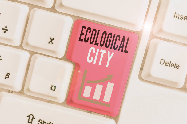 Szövegírás Ökológiai Város. Üzleti fotó bemutatása huanalysis település modellezett önfenntartó struktúra - Fotó, kép