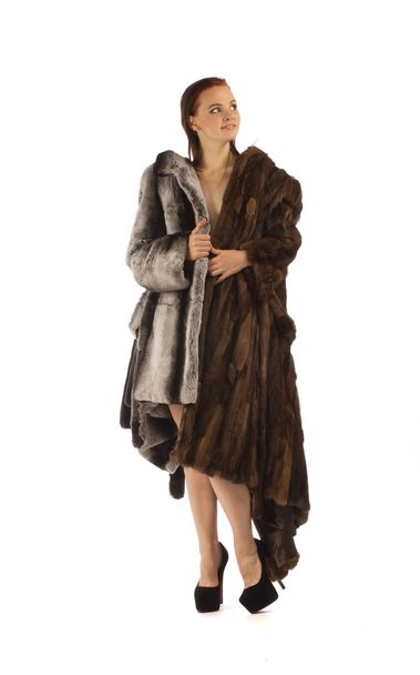 Jeune belle femme en manteau de fourrure
 - Photo, image