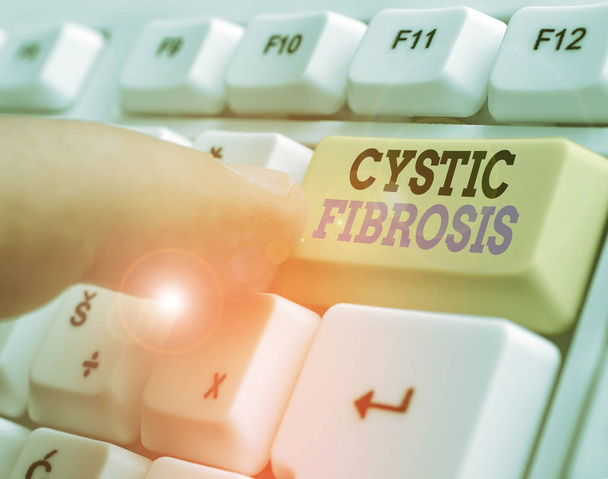 Writing note showing Cystic Fibrosis. Business concept for a hereditary disorder affecting the exocrine glands - Photo, Image