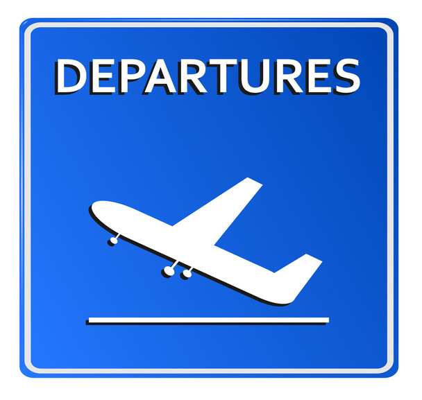 Blue Airport Icon, Departures illustration - Zdjęcie, obraz