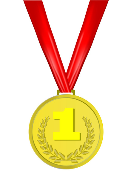 gold medal with red ribbon - Фото, зображення