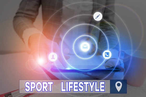 Handwriting text writing Sport Lifestyle. Concept meaning Fond of sport or outdoor activities Physically active. - Photo, Image