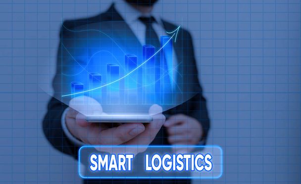 Ecriture conceptuelle montrant Smart Logistics. Business photo texte intégration de la technologie intelligente dans le système logistique
. - Photo, image