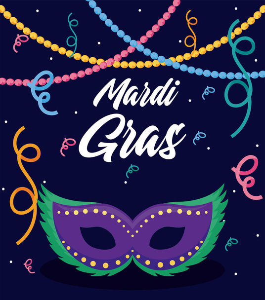 Máscara de Mardi gras com desenho vetorial de colares
 - Vetor, Imagem
