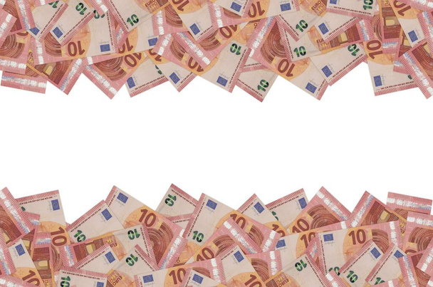 Padrão parte de 10 close-up de notas de euro com pequenos detalhes vermelhos
 - Foto, Imagem