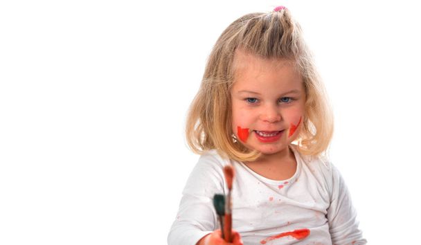 little girl with brushes - Foto, Imagem