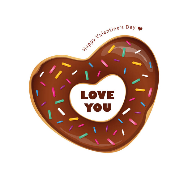 herzförmige Donuts mit Streusel zum Valentinstag - Vektor, Bild