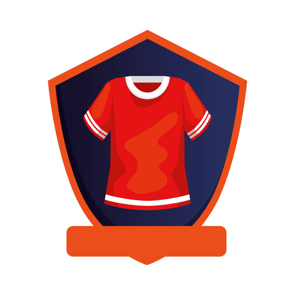 american football shirt in shield isolated icon - Vector, Image