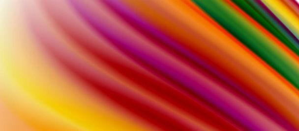 Wave lines abstract background, smooth silk design with rainbow style colors. Liquid fluid color waves. Vector Illustration - Vector, Image