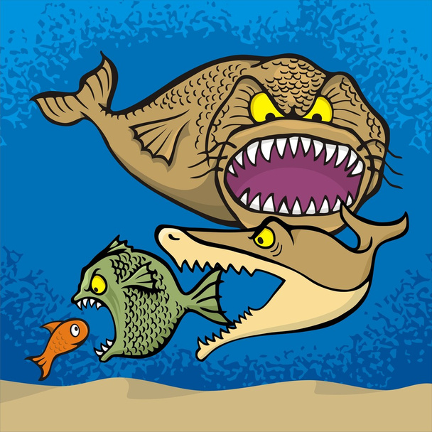 Big fish eats small - Vector, Image