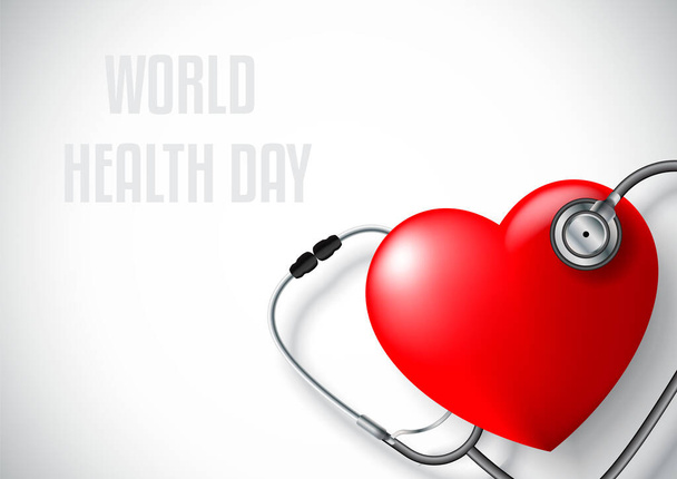 Heart health care concept background.Heart and stethoscope - Vector, Image