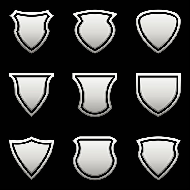 Set van schild pictogram op zwarte achtergrond, vector illustratie - Vector, afbeelding