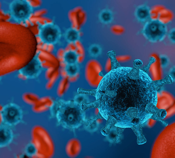 Virus, Εστία του Coronavirus, μεταδοτική λοίμωξη στο αίμα - Φωτογραφία, εικόνα