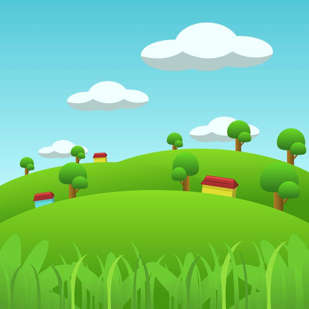 Spring landscape background, sunny day in this season - Vector, Image