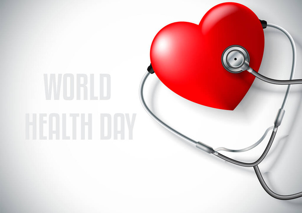 Kampagne zum Weltgesundheitstag mit rotem Liebesherz - Vektor, Bild