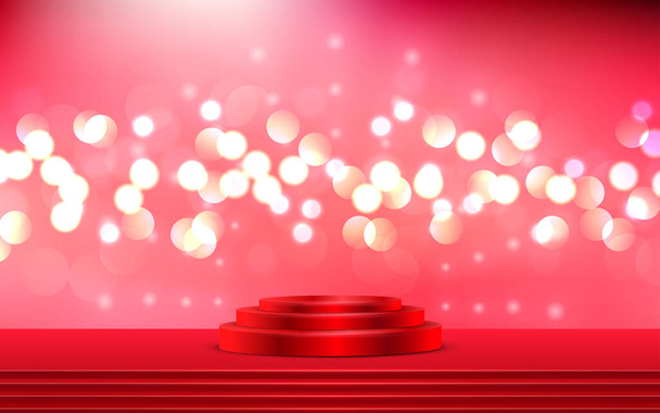  red podium and bokeh light backgroun on the stage - Vector, Image