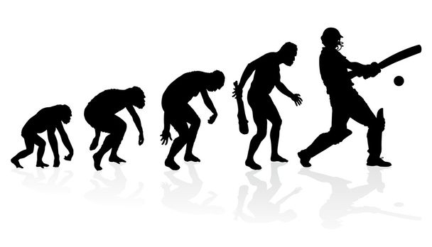 Evolution of a Cricket Player - Vector, Image